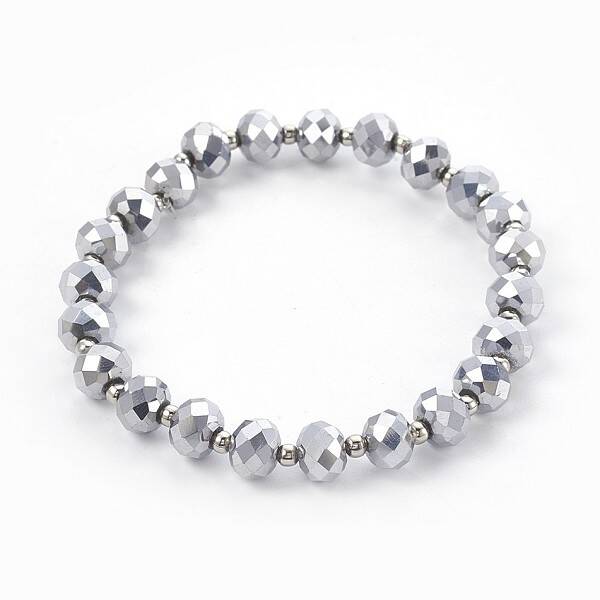 Electroplate Glass Stretch Bracelets