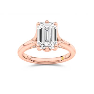 Alina Emerald Cut Lab Grown Diamond Engagement Ring | 14K Rose Gold 1 1/10 CT. TW.