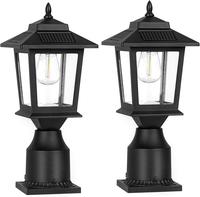 eco-π 4/2packs Solar Post Cap Lights, Solar Outdoor Light, Solar Lights With Glass Shade For Deck Fence Patio Post Decor
