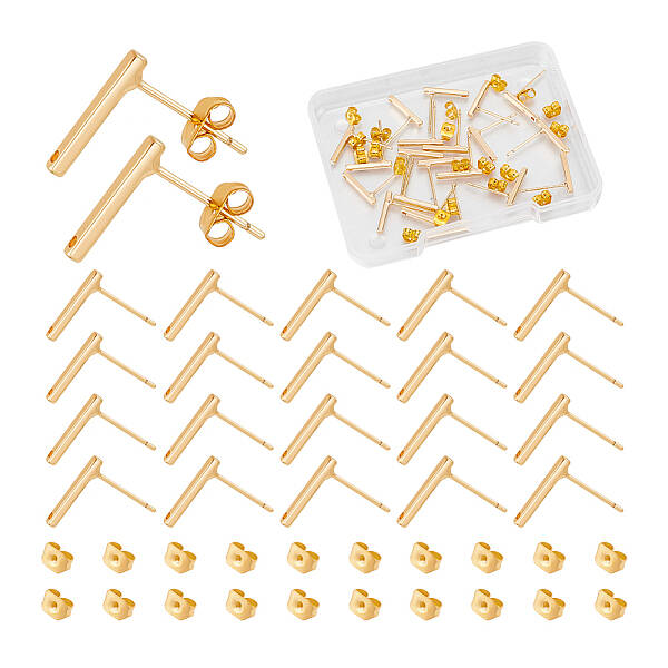 20Pcs Rectangle Brass Stud Earring Findings
