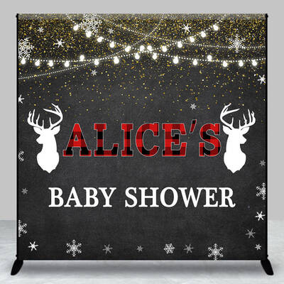 Black Snowy Elk Christmas Custom Baby Shower Backdrop - Aperturee