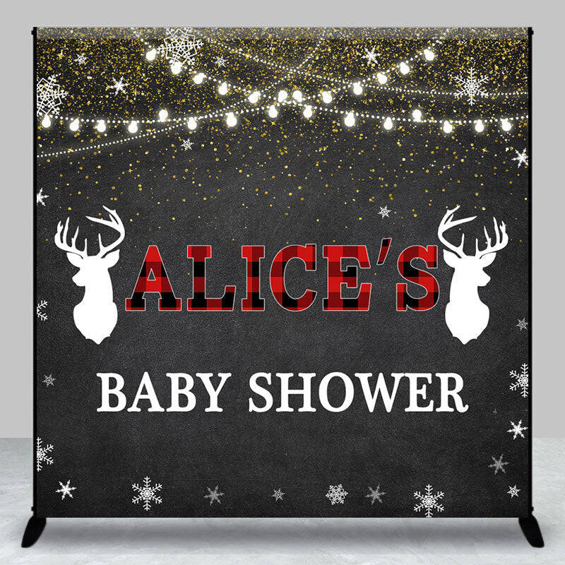 Black Snowy Elk Christmas Custom Baby Shower Backdrop - Aperturee