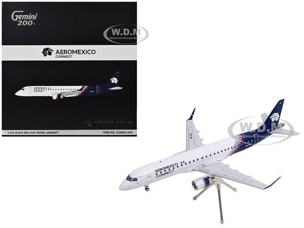Embraer ERJ-190 Commercial Aircraft Aeromexico Connect (XA-IAC) White with Blue Tail Gemini 200 Series 1/200 Diecast Mode...