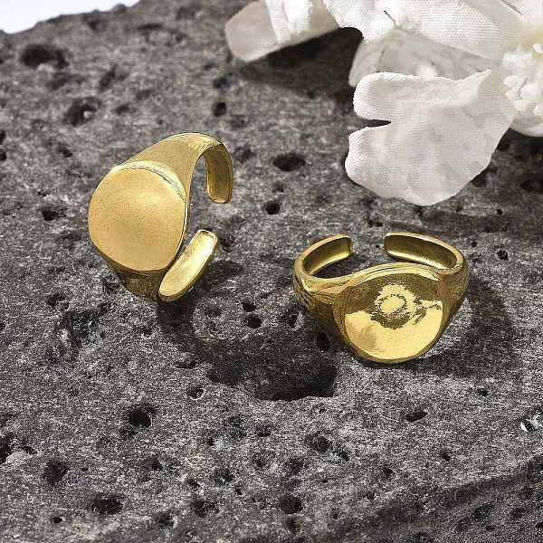 Round 304 Stainless Steel Open Cuff Rings for Women