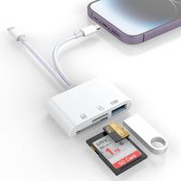 SD Card Reader for iPhone, 3 in 1SD&TF Card Reader Lightning Camera Adapter Plug Portable Micro SD Card Reader for iPad/MacBo...