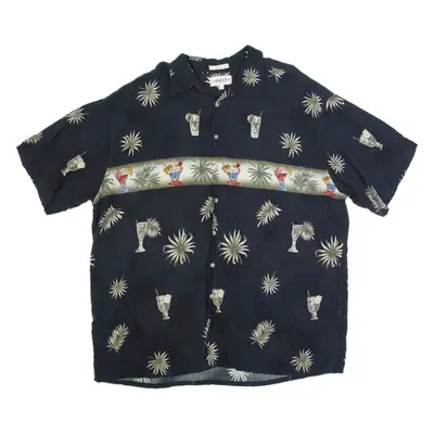 CAMPIA Mens Hawaiian Shirt Black 2XL
