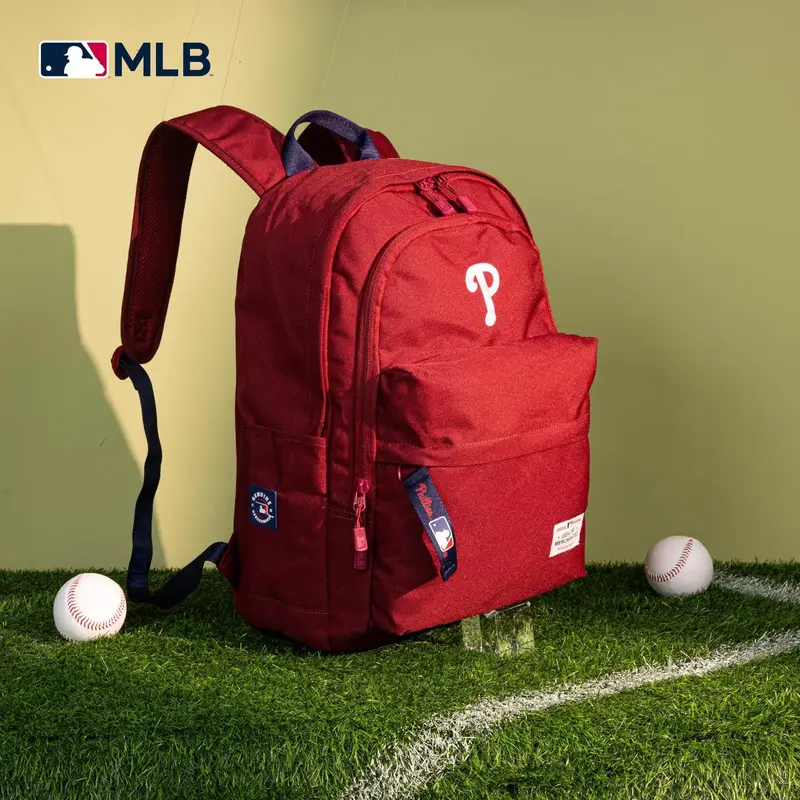 MLB Gameday Essential Philadelphia Phillies Waterproof Polyester Laptop Backpack with Padded Divider and Front Zipper Pocket ...