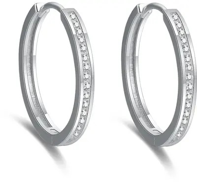 Beneto Elegant round silver earrings AGUC2270 - Diameter: 2.5 cm