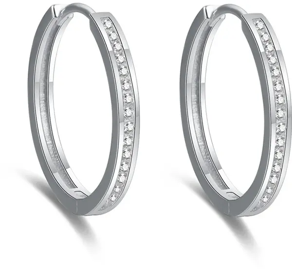 Beneto Elegant round silver earrings AGUC2270 - Diameter: 2.5 cm