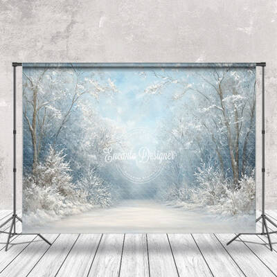 Snowy Foggy Winter Forest Natural Scenery Backdrop - Aperturee