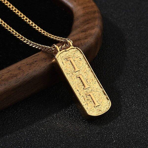 304 Stainless Steel Rectangle Number Pendant Necklaces