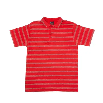HAWK CREEK Polo Shirt Red Striped Short Sleeve Mens M
