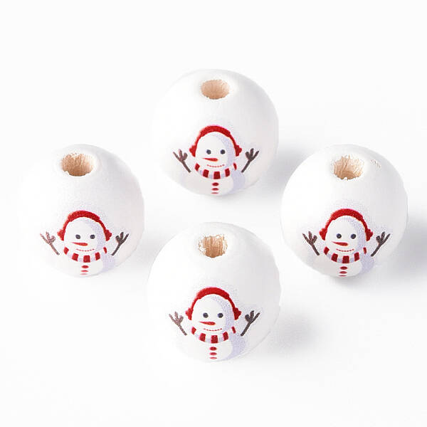 Painted Natural Wood Round Beads