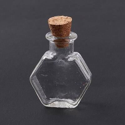 Hexagon Dollhouse Miniature Glass Cork Bottles Ornament