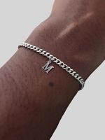 Letter Charm Decor Cuban Chain Bracelet, Fall Simple Stainless Steel Cubanchain Jewelry for Men, Trendy Versatile Stainless S...