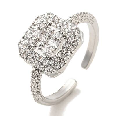 Brass Micro Pave Cubic Zirconia Rings for Women
