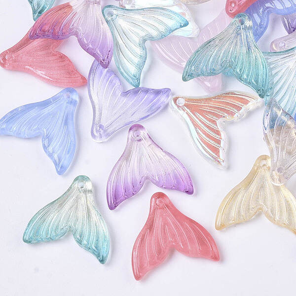 Transparent Spray Painted  Glass Pendants