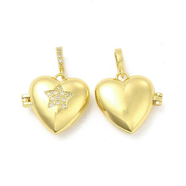 Brass Micro Pave Clear Cubic Zirconia Locket Pendants