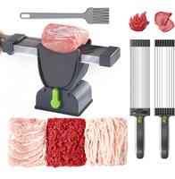 Fresh Meat Slicer, Thickness Adjustable 2 or 4 mm, 17 IN 1 Stainless Steel Cleaver Kitchen Knife, Manual Meat Cutter Jerky Sl...