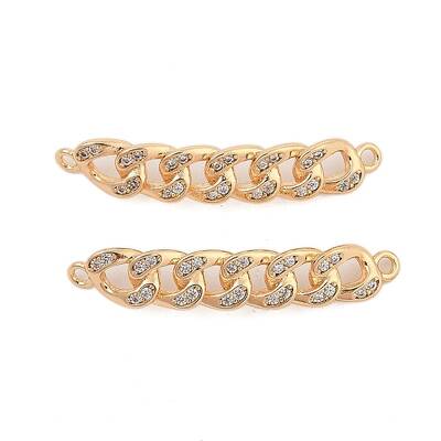 Brass Micro Pave Clear Cubic Zirconia Connector Charms