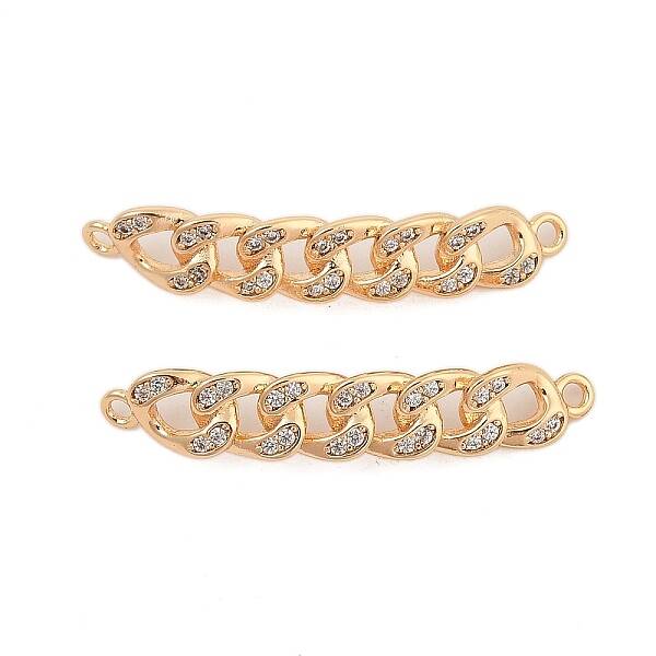 Brass Micro Pave Clear Cubic Zirconia Connector Charms