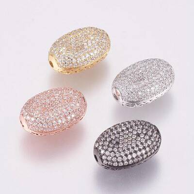 Brass Micro Pave Cubic Zirconia Beads