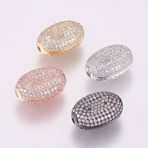 Brass Micro Pave Cubic Zirconia Beads