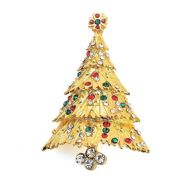 Christmas Theme Alloy Colorful Rhinestone Brooches