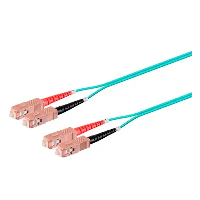 45920 Monoprice MM OM4 Fiber Optic Cable SC-SC UL 3mm 50/125 OFNR Duplex Aqua 50m