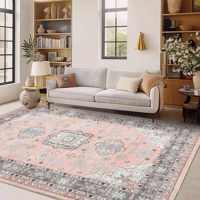 Garvee Area Rugs for Living Room, Machine Washable Non Slip Soft Low-Pile Carpet, Vintage Aesthetic, Stain-Resistant, Non She...