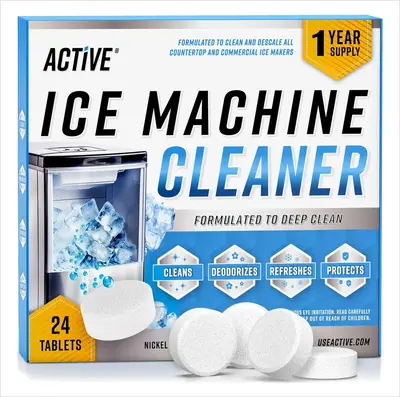 Ice Machine Cleaner Maker Descaler - 24 ACTIVE Clean Tablets Compatible with Frigidaire, Opal, GE Profile, Kitchenaid, Nickel...