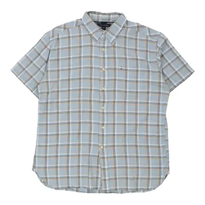 Tommy Hilfiger Checked Short Sleeve Shirt - XL Blue Cotton