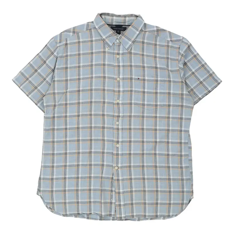 Tommy Hilfiger Checked Short Sleeve Shirt - XL Blue Cotton