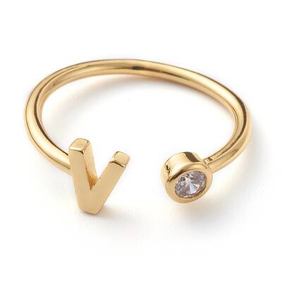 Brass Micro Pave Clear Cubic Zirconia Cuff Rings