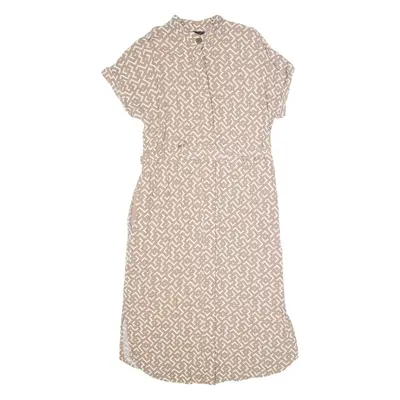 PHASE EIGHT Womens Tea Dress Beige Viscose Crazy Pattern Short Sleeve Midi M