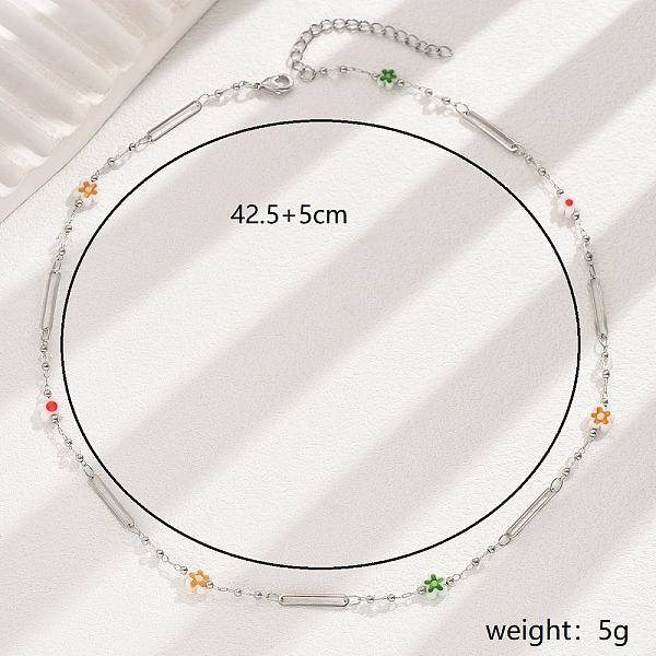 Colorful Flower Chain Necklace for Women