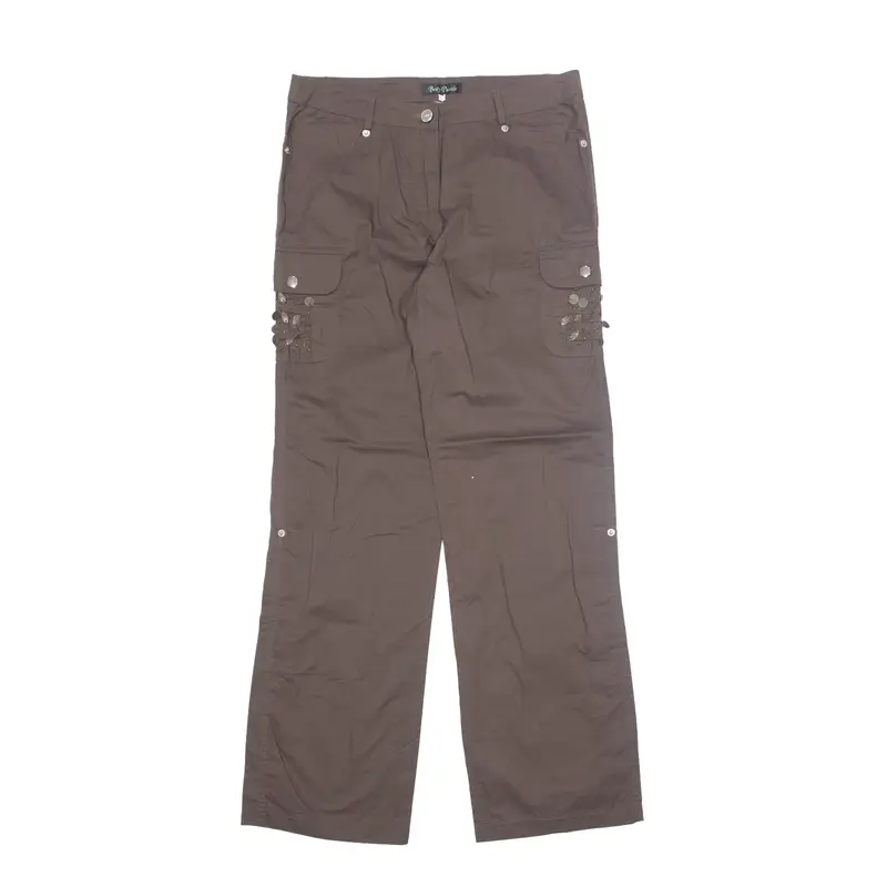 BODY PUZZLE Y2K Trousers Brown Regular Straight Womens W30 L30