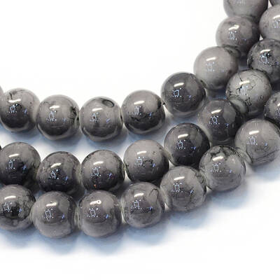 Baking Painted Glass Round Bead Strands