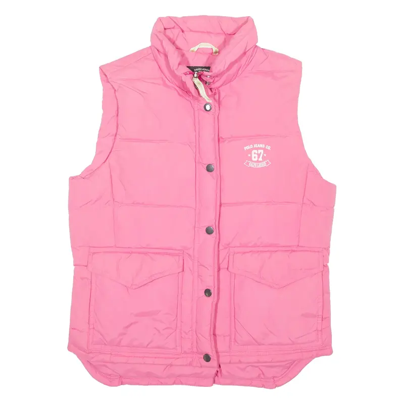POLO RALPH LAUREN Girls Puffer Gilet Pink Nylon 90s L