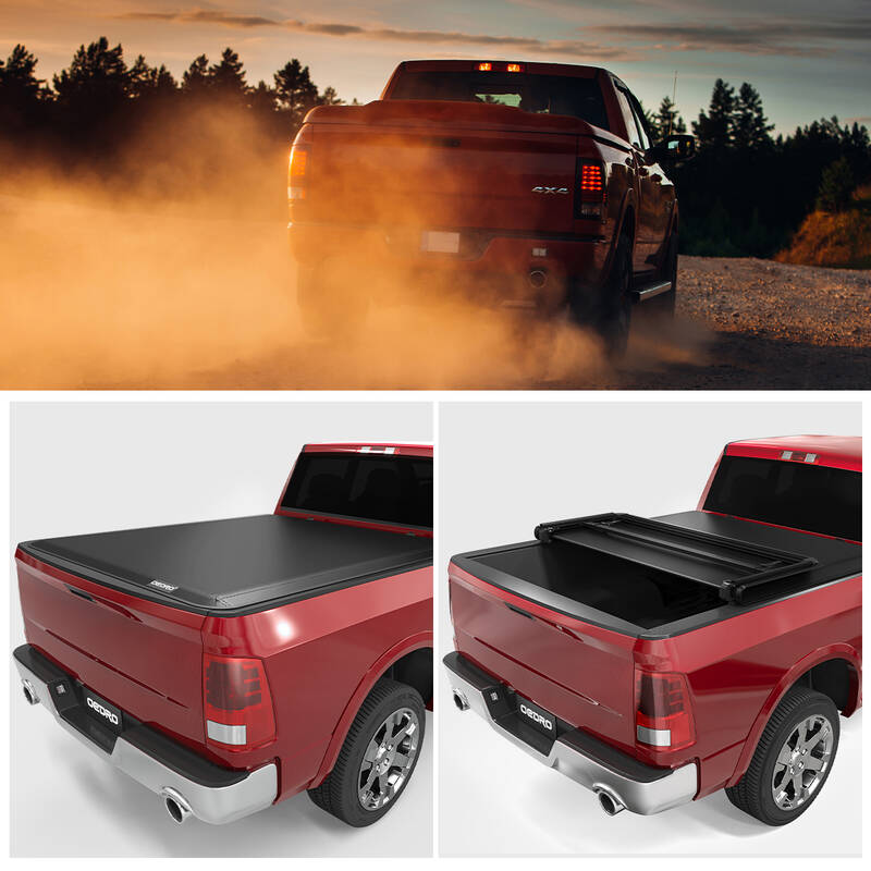OEDRO 6.4ft Soft Tri-Fold Truck Bed Tonneau Cover for 2002-2025 Dodge Ram 1500 (Inclu. Classic & New), 2003-2024 Dodge Ram 25...