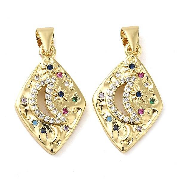 Rack Plating Brass Micro Pave Clear Cubic Zirconia Pendants