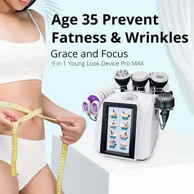 UNOISETION 9 in 1 Ultrasonic 40K Cavitation RF Body Slimming Skin Lightening Beauty Machine for Spa Salon Studio Home Use | M...
