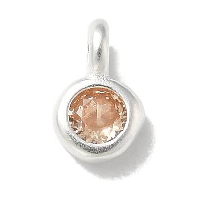 925 Sterling Sliver Cubic Zirconia Flat Round Charms