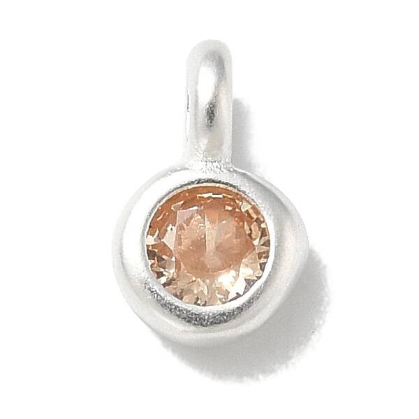 925 Sterling Sliver Cubic Zirconia Flat Round Charms