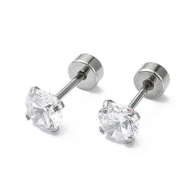 304 Stainless Steel Crystal Rhinestone Ear False Plugs