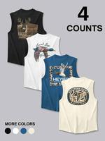 Men's Regular Fit Camo & Graphic Print Tank Top, Casual Sleeveless Top for Summer, Men's Clothes for Daily Wear, Tropical