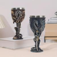 Dragon & Sword Design Wine Cup, 1 Count Gothic Style Medieval Wine Glass, Stainless Steel Drinking Cup for Bar, Party, Club a...