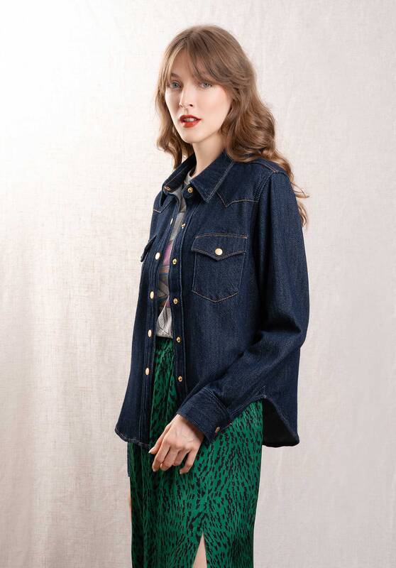 Denim Shirt Dalia Deni Dalia Denim 3d Dark-Blue | Color: DARK BLUE | Size: FR-38