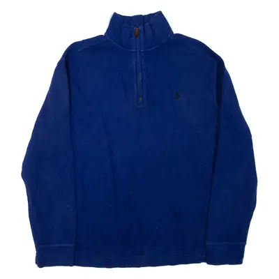 POLO RALPH LAUREN Mens Jumper Blue 1/4 Zip Tight Knit L