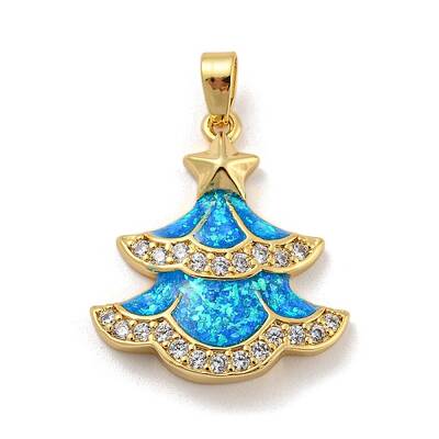 Christmas Brass Micro Pave Cubic Zirconia Pendant